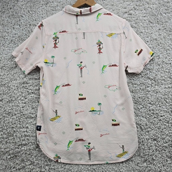 Roark Revival Jamaica Shirt Men M Pink Tropical Short Sleeve Button Up Vacation - Picture 7 of 10